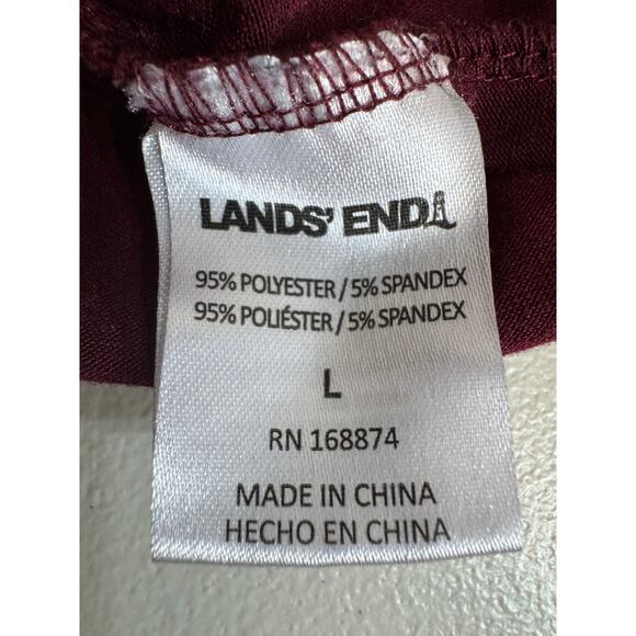 Lands' End sleep set maroon long sleeve top & floral pull on pants stretch Sz L - Picture 9 of 10